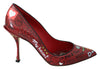 Red Graffiti Print Leather Pumps