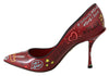 Red Graffiti Print Leather Pumps