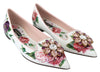 White Floral Crystal Ballerina Flat  Shoes