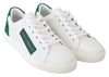 White Green Leather Low Top Sneakers Womens Shoes