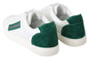 White Green Leather Low Top Sneakers Womens Shoes