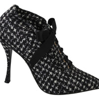 Black White Houndstooth Heels Pumps Shoes
