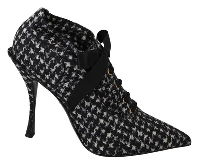 Black White Houndstooth Heels Pumps Shoes