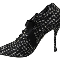 Black White Houndstooth Heels Pumps Shoes