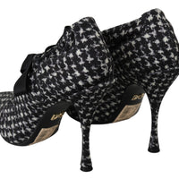 Black White Houndstooth Heels Pumps Shoes