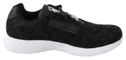 Black Polyester Runner Joice Sneakers Shoes