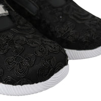 Black Polyester Runner Joice Sneakers Shoes