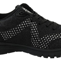 Black Polyester Runner Jasmines Sneakers Shoes