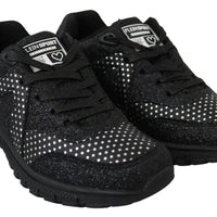 Black Polyester Runner Jasmines Sneakers Shoes