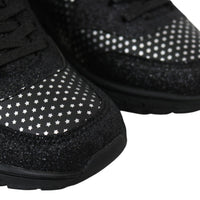 Black Polyester Runner Jasmines Sneakers Shoes