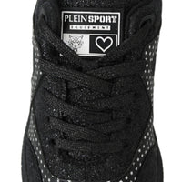 Black Polyester Runner Jasmines Sneakers Shoes