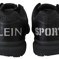 Black Polyester Runner Jasmines Sneakers Shoes