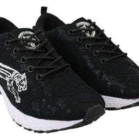 Black Polyester Runner Umi Sneakers Shoes