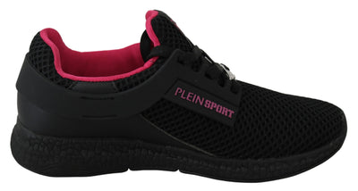 Black Polyester Runner Becky Sneakers Shoes