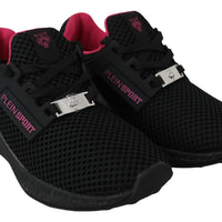 Black Polyester Runner Becky Sneakers Shoes