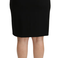 Black Pencil Cut High Waist Wool Skirt