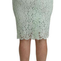 Green Lace Pencil High Waist  Cotton Mint Skirt