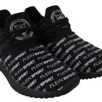 Black Polyester Runner Henry Sneakers Shoes