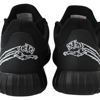 Black Polyester Runner Henry Sneakers Shoes