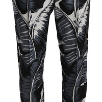 Black Banana Leaf Casual Trouser Silk Pants