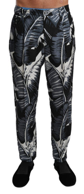 Black Banana Leaf Casual Trouser Silk Pants