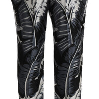 Black Banana Leaf Casual Trouser Silk Pants