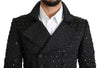 Black Studded Double Breasted Tailcoat Blazer