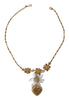 White LILIUM Gold Brass Green Crystal Charm Statement Necklace