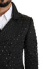 Black Studded Double Breasted Tailcoat Blazer