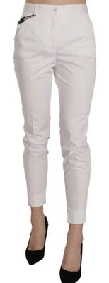 White High Waist Skinny Cropped Trouser Pants