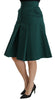 Green Pleated A-line High Waist Cotton  Skirt