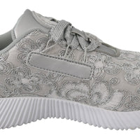 Silver Polyester Runner Joice Sneakers Shoes