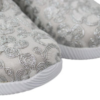 Silver Polyester Runner Joice Sneakers Shoes