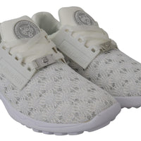White Polyester Runner Beth Sneakers Shoes