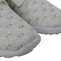 White Polyester Runner Beth Sneakers Shoes