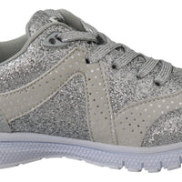 Silver Polyester Runner Jasmines Sneakers Shoes