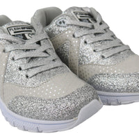 Silver Polyester Runner Jasmines Sneakers Shoes