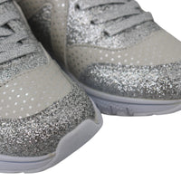 Silver Polyester Runner Jasmines Sneakers Shoes