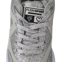 Silver Polyester Runner Jasmines Sneakers Shoes