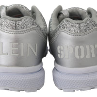 Silver Polyester Runner Jasmines Sneakers Shoes