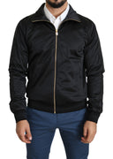 Black Stand Up Collar Bomber Coat Jacket