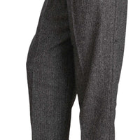 Gray Wool Pleated Cropped Trouser Pants