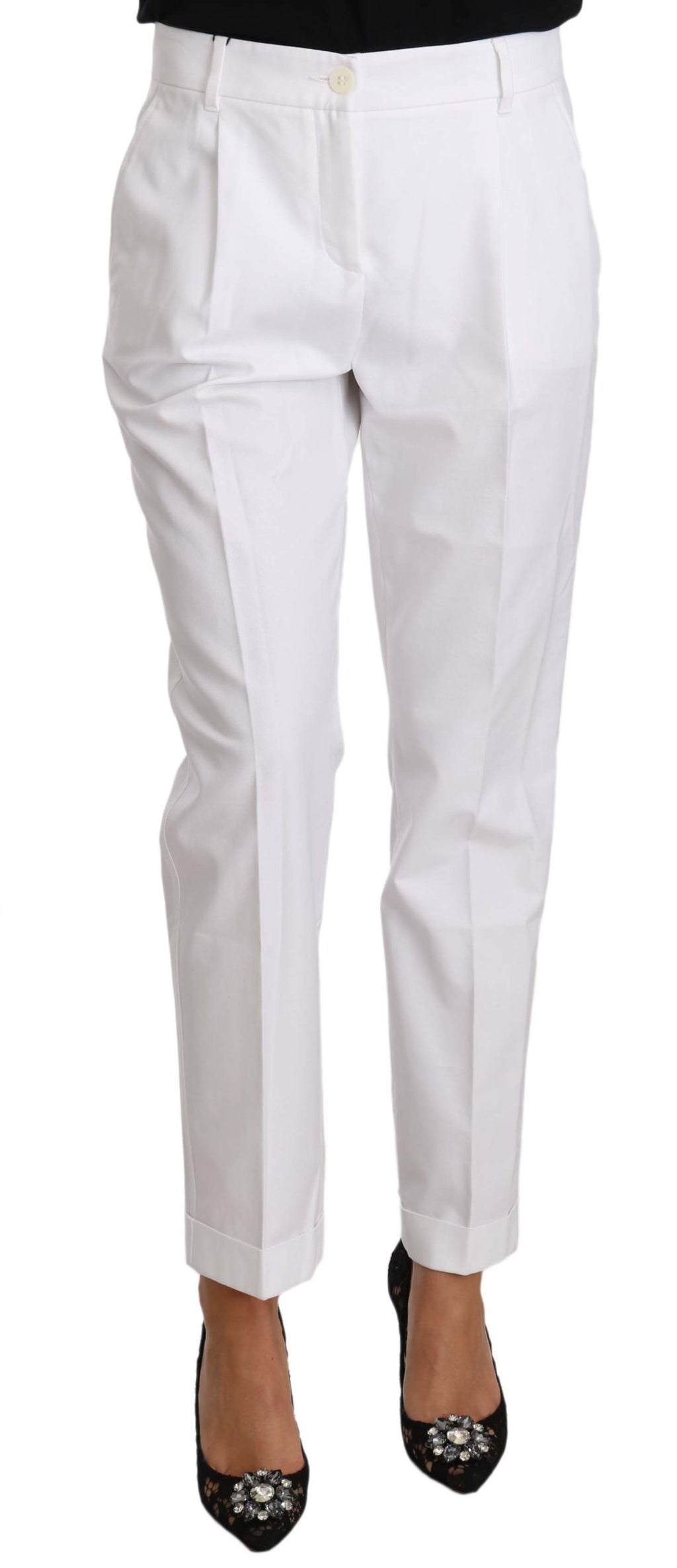 White Cotton Stretch Formal Trouser Pants