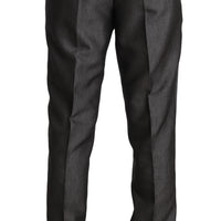 Gray Wool Silk Patterned Formal Trousers