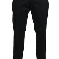 Black Cotton Brocade Formal Trousers Pants