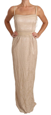 Beige Lace Spaghetti Strap Sheath Dress