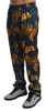 Blue Yellow Baroque Trousers Silk Pants