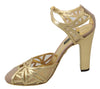 Gold Leather Ankle Strap Sandals Shoes