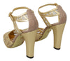 Gold Leather Ankle Strap Sandals Shoes