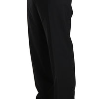 Black Wool Stretch Formal Trousers